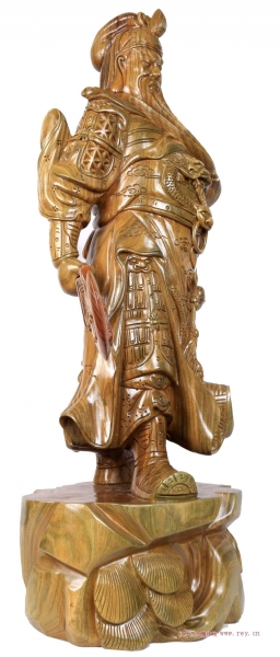 80公分圆木雕刻关公雕像供奉关羽站像