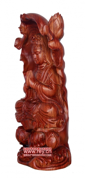 观音坐像草花梨木雕刻