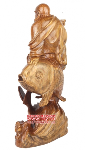 年年有余弥勒佛绿檀木雕像装饰品摆件