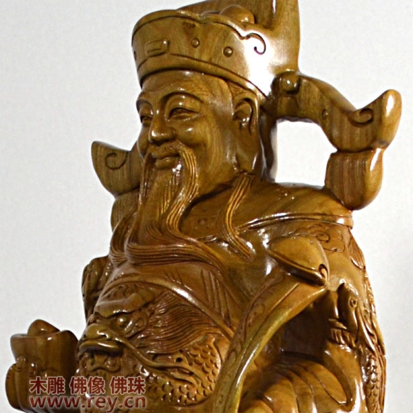 68公分绿檀木财神供奉站像雕像