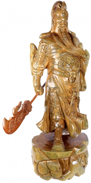 80公分圆木雕刻关公雕像供奉关羽站像