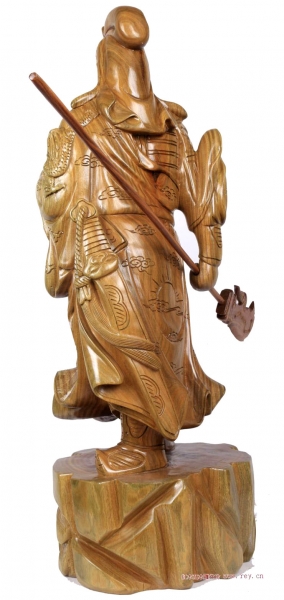 80公分圆木雕刻关公雕像供奉关羽站像