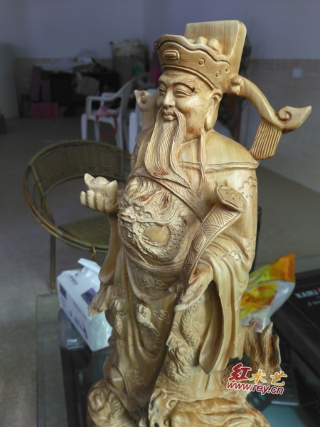 香柏木加木制工艺品财神爷雕像