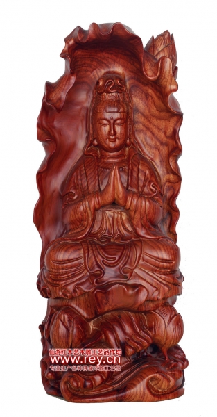 观音坐像草花梨木雕刻