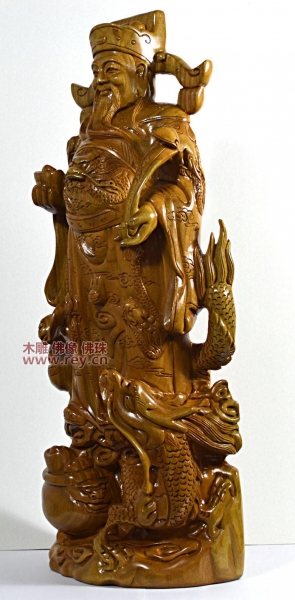 68公分绿檀木财神供奉站像雕像
