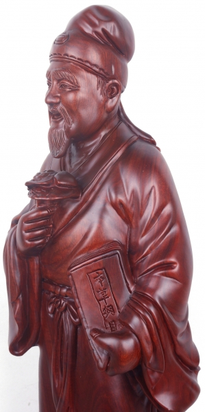 神医李时珍雕像草花梨木医生诊所摆件摆放用品