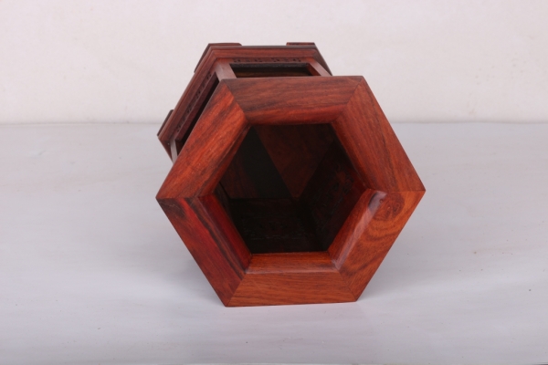 福字酸枝木笔筒6角笔筒