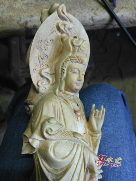 观世音站像佛像柏木工艺品
