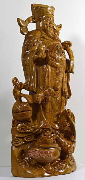 68公分绿檀木财神供奉站像雕像