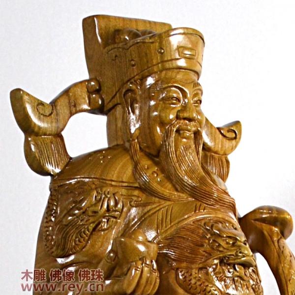 68公分绿檀木财神供奉站像雕像