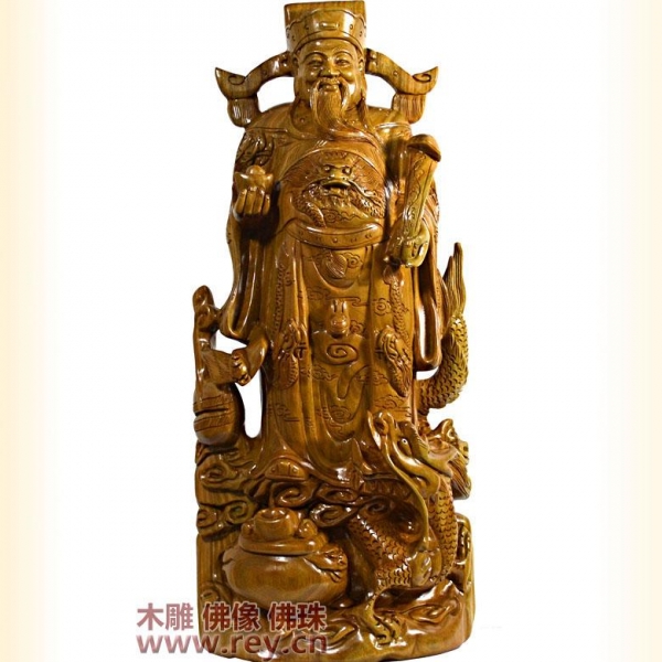 68公分绿檀木财神供奉站像雕像