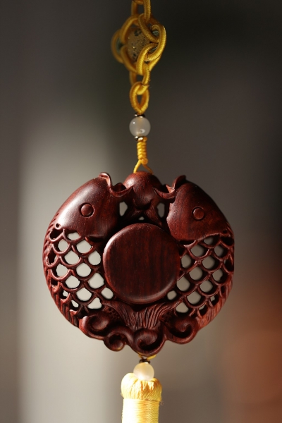 紫檀木双鱼挂饰